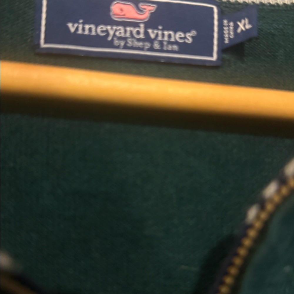 Vineyard Vines Forest Green Quarter Zip-Up Pullover Sweater - Picture 2 of 3